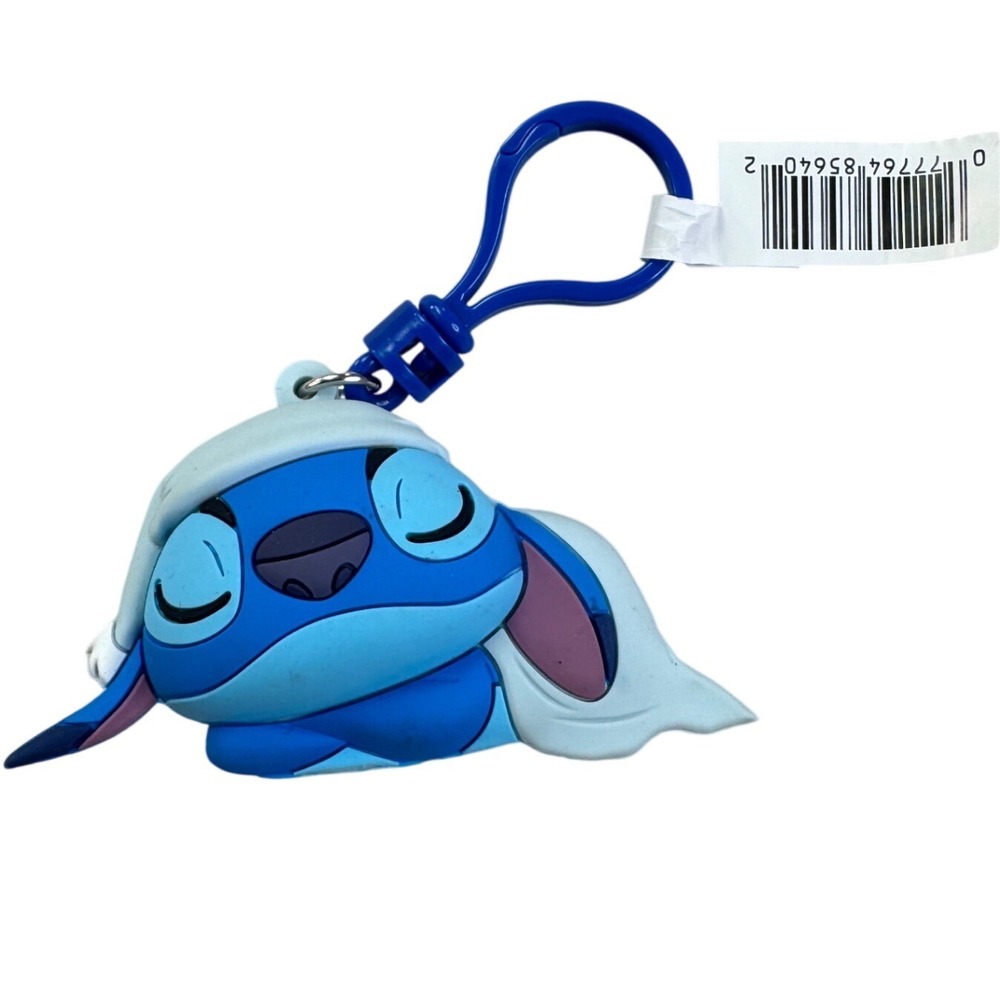 Disney Lilo & Stitch Sleeping Stitch 3D Foam Bag Clip Keychain Blue Nightcap